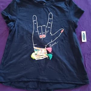 Girls XL Old Navy ASL I Love you shirt